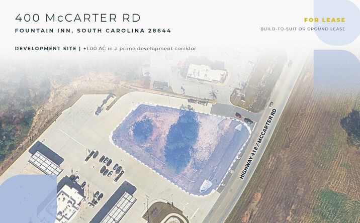 Pictures of Land property located at 400 McCarter Rd, Fountain Inn, SC 29644 for lease - image #1