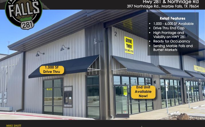 Pictures of Retail, Restaurant, Special Purpose property located at 397 N Ridge Rd, Marble Falls, TX 78654 for lease - image #1