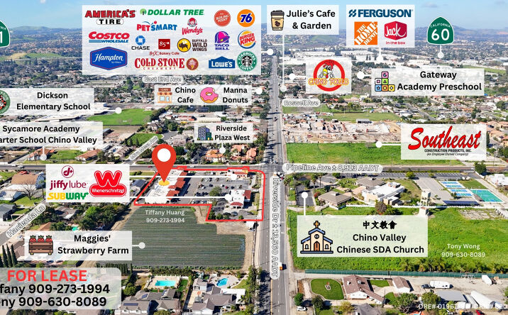 Pictures of Retail, Office, Restaurant property located at 4117 Riverside Dr, Chino, CA 91710 for lease - image #1