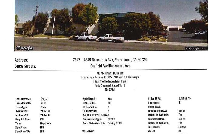 Pictures of Industrial property located at 7547-7549 Rosecrans Ave, Paramount, CA 90723 for lease - image #1