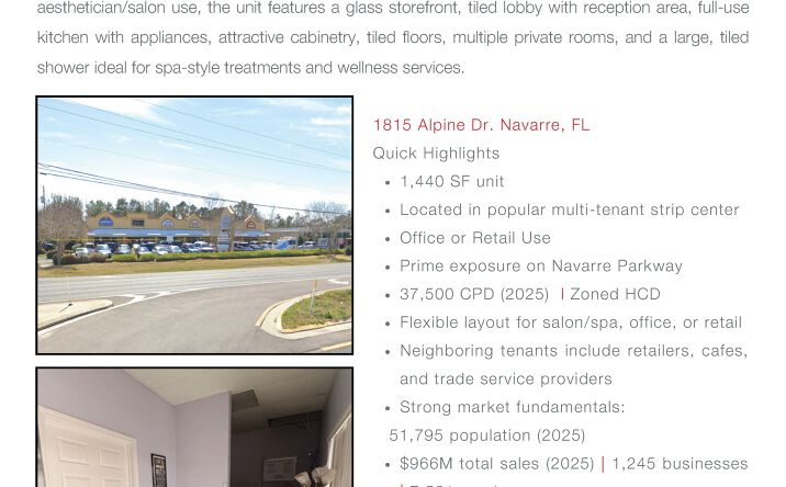 Pictures of Retail, Office property located at 1815 Alpine Ave, Navarre, FL 32566 for lease - image #1