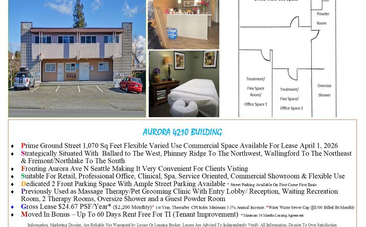 Pictures of Retail property located at 4212 Aurora Ave N, Seattle, WA 98103 for lease - image #1