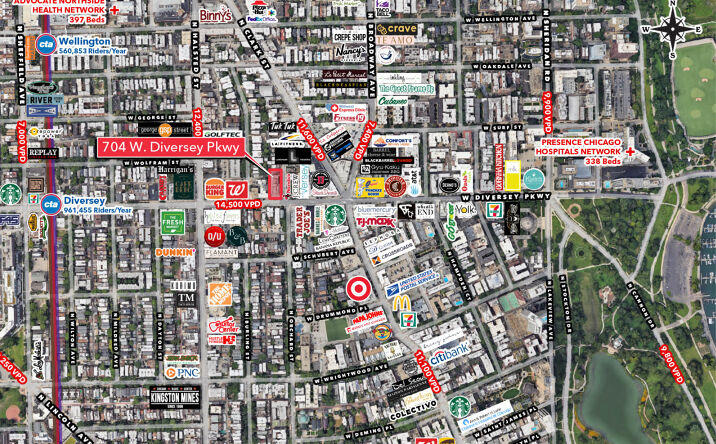 Pictures of Retail, Office property located at 702-704 W Diversey Pkwy, Chicago, IL 60614 for lease - image #1