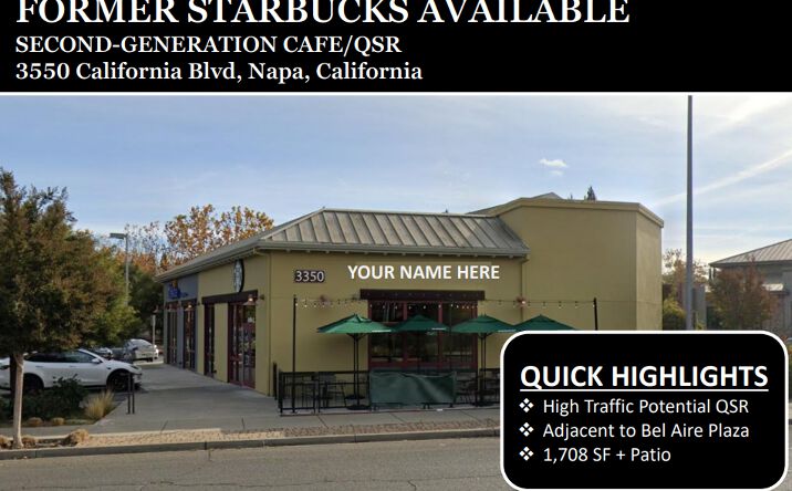Pictures of Retail, Restaurant property located at 3550 California Blvd, Napa, CA 94558 for lease - image #1