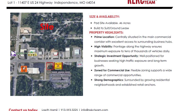 Pictures of Land, Retail, Restaurant property located at 11407 E US Hwy 24, Independence, MO 64054 for lease - image #1