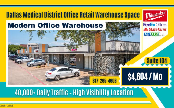 Pictures of Industrial, Office, Retail property located at 1625 W Mockingbird Ln, Suite 104, Dallas, TX 75235 for lease - image #1
