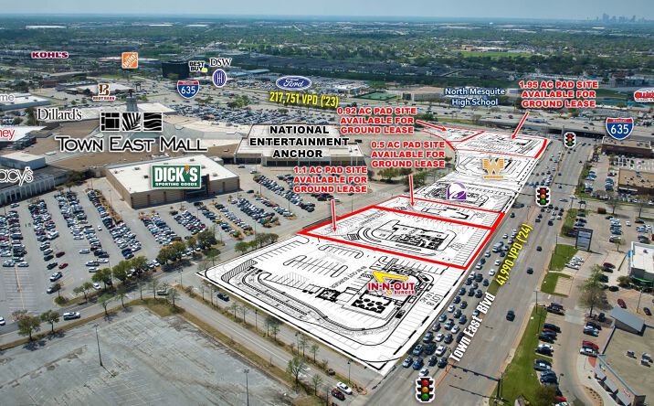 Pictures of Retail, Land property located at SEQ of I-635 & Town East Blvd, Mesquite, TX 75150 for lease - image #1