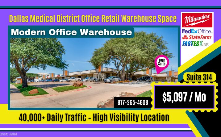 Pictures of Retail, Office, Industrial property located at 1625 W Mockingbird Ln Suite 314, Dallas TX, USA, Dallas, US 75235 for lease - image #1