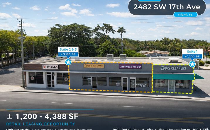 Pictures of Retail property located at 2482 Southwest 17th Avenue, Miami, FL 33145 for lease - image #1
