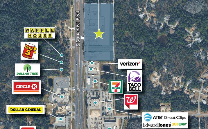 Pictures of Retail, Land property located at 9161, 9269, 9303, & 9319 S Suncoast Boulevard, Homosassa, FL 34446 for lease - image #1