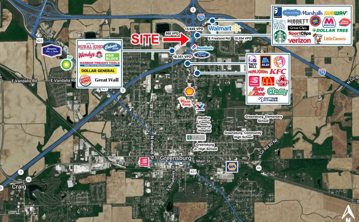 Pictures of Retail property located at 2215 Indiana 3, Greensburg, IN 47240 for lease - image #1