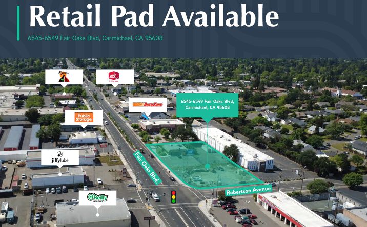 Pictures of Retail, Land, Special Purpose property located at 6545 Fair Oaks Boulevard, Carmichael, CA 95608 for lease - image #1