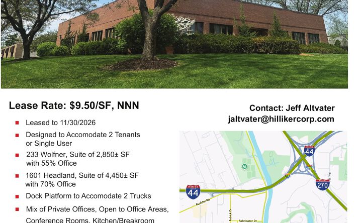 Pictures of Office, Industrial property located at 1601 Headland Dr, Fenton, MO 63026 for lease - image #1