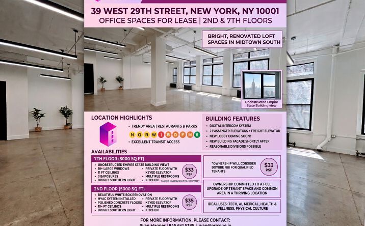 Pictures of Office property located at 39 West 29th Street, New York, NY 10001 for lease - image #1