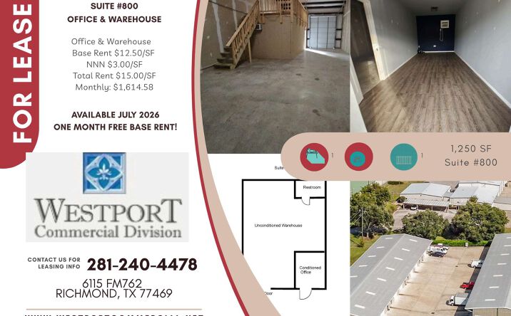 Pictures of Office, Industrial property located at 6115 FM762, Richmond, TX 77469 for lease - image #1
