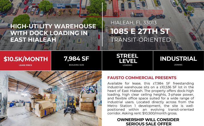 Pictures of Industrial property located at 1085 E 27th St, Hialeah, FL 33013 for lease - image #1