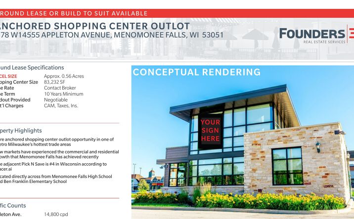 Pictures of Retail, Land property located at N78 W14555 Appleton Avenue, Menomonee Falls, WI 53051 for lease - image #1