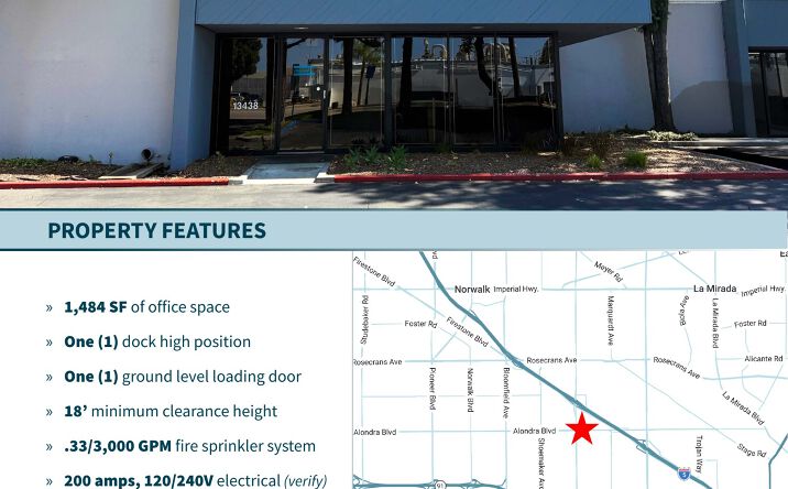 Pictures of Industrial property located at 13438 Alondra Blvd, Cerritos, CA 90703 for lease - image #1