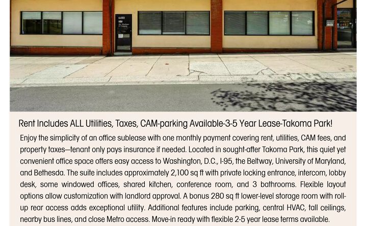 Pictures of Office property located at 6480 Sligo Mill Road, Takoma Park, MD 20912 for lease - image #1