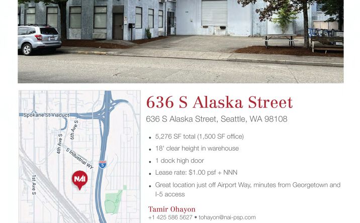 Pictures of Industrial property located at 636 S Alaska Street, Seattle, WA 98108 for lease - image #1