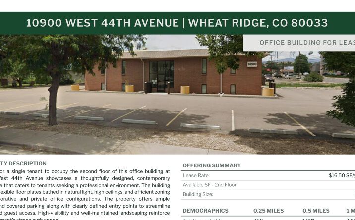 Pictures of Office property located at 10900 West 44th Avenue, Wheat Ridge, CO 80033 for lease - image #1