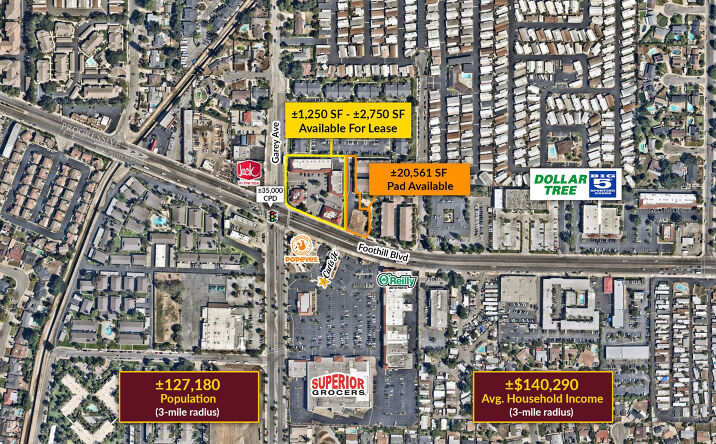 Pictures of Retail, Restaurant property located at 101 East Foothill Boulevard, Pomona, CA 91767 for lease - image #1