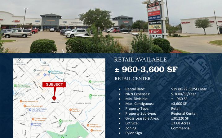 Pictures of Retail property located at 3600 & 3700 S Texas Ave, Bryan, TX 77802 for lease - image #1