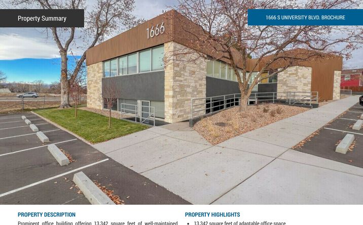 Pictures of Office property located at 1666 S University Blvd, Denver, CO 80222 for lease - image #1