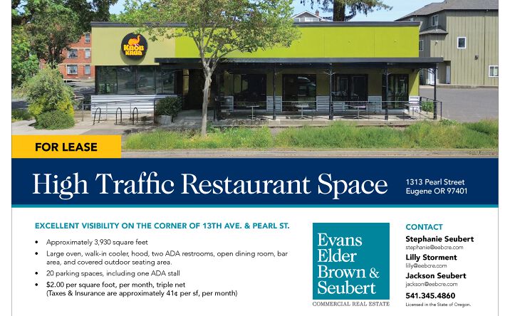 Pictures of Restaurant property located at 1313 Pearl Street, Eugene, OR 97401 for lease - image #1