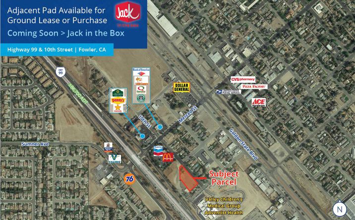 Pictures of Retail property located at Highway 99 & 10th Street, Fowler, CA 93625 for lease - image #1