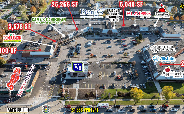 Pictures of Retail property located at 5700 Mayfield Rd, Lyndhurst, OH 44124 for lease - image #1