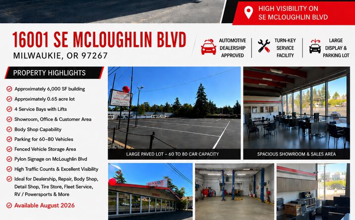 Pictures of Retail property located at 16001 SE McLoughlin Blvd, Milwaukie, OR 97267 for lease - image #1