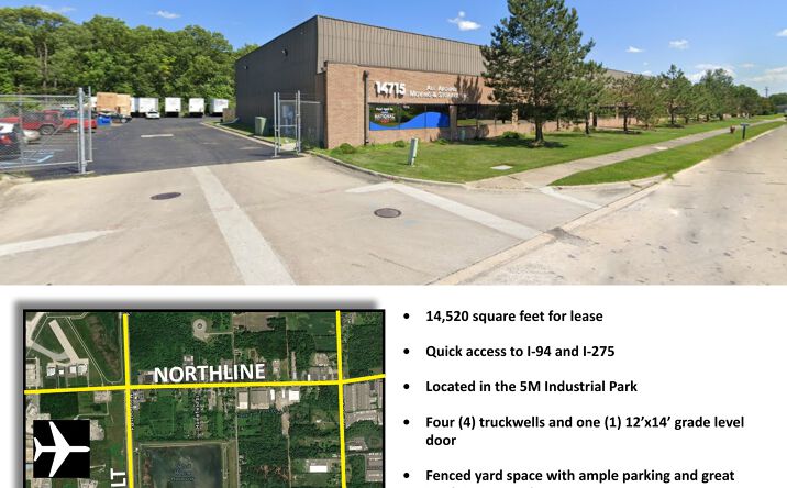 Pictures of Industrial property located at 14715 5 M Center Drive, Romulus, MI 48174 for lease - image #1