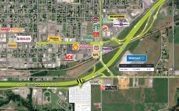 Pictures of Retail, Land property located at I-40 fronting Eagle Rd, between S Access Rd & N 2410 Rd, Weatherford, OK 73096 for lease - image #1