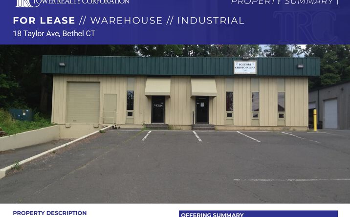 Pictures of Industrial property located at 18 Taylor Ave, Bethel, CT 06854 for lease - image #1