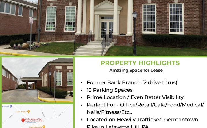 Pictures of Retail, Office property located at 616 Germantown Pike, Lafayette Hill, PA 19444 for lease - image #1