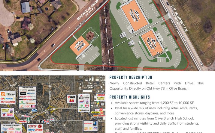 Pictures of Retail property located at Old Highway 78 & Magnolia Drive, Olive Branch, MS 38654 for lease - image #1