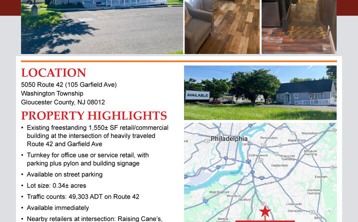 Pictures of Retail property located at 5050 Route 42 (105 Garfield Ave), Washington Township, NJ 08012 for lease - image #1