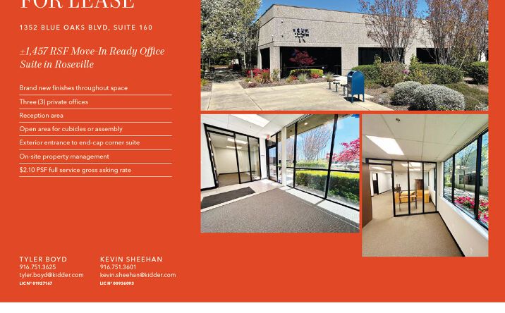 Pictures of Office property located at 1352 Blue Oaks Boulevard, Roseville, CA 95678 for lease - image #1
