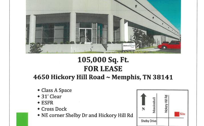 Pictures of Industrial property located at 4650 Hickory Hill Road, Memphis, TN 38141 for lease - image #1
