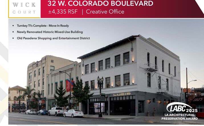 Pictures of Office property located at 32 W. Colorado Boulevard, Pasadena, CA 91105-4132 for lease - image #1