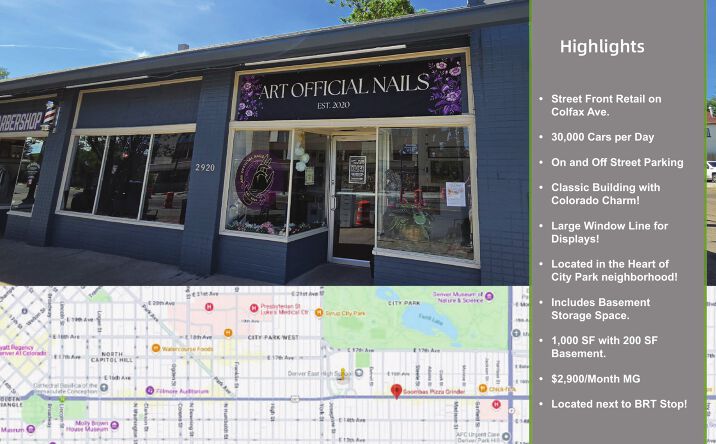 Pictures of Retail property located at 2920 E. Colfax Avenue, Denver, CO 80206-1605 for lease - image #1