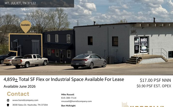 Pictures of Industrial property located at 385 Industrial Drive, Mt. Juliet, TN 37122 for lease - image #1
