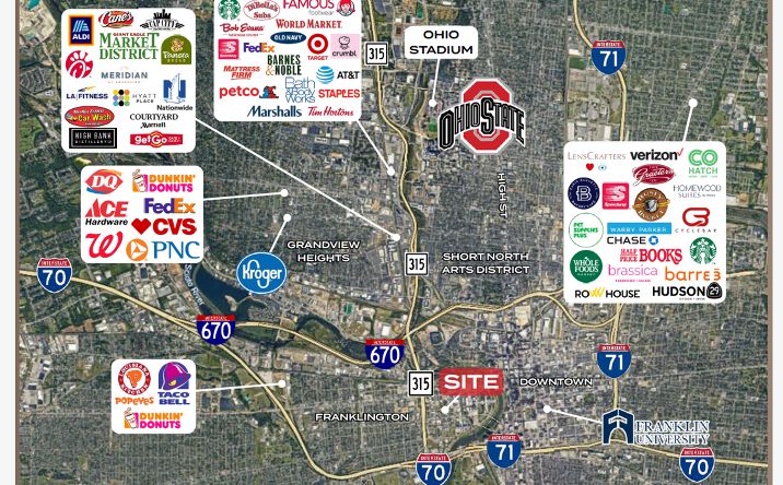 Pictures of Retail, Restaurant property located at 440-500 W Broad St, Columbus, OH 43215 for lease - image #1