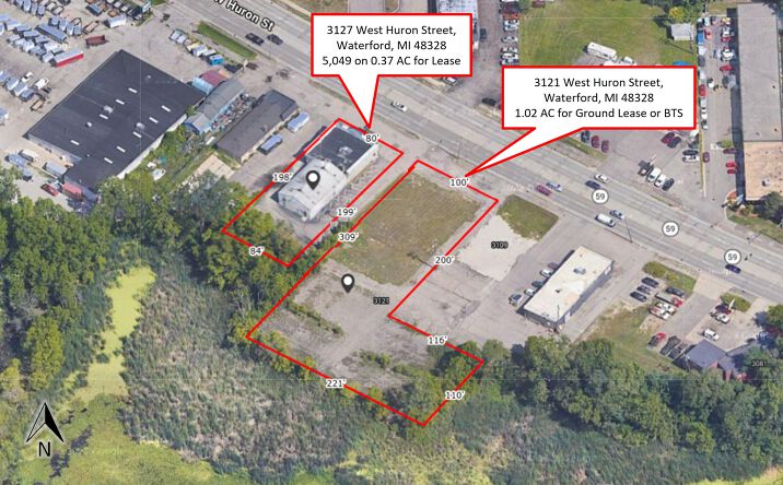 Pictures of Retail, Office, Land property located at 3121 West Huron Street, Waterford, MI 48328 for lease - image #1