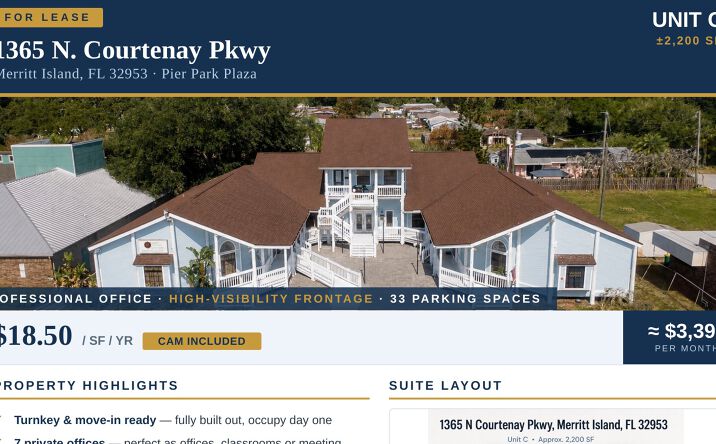 Pictures of Retail, Office, Special Purpose property located at 1365 N. Courtenay Pkwy, Merritt Island, FL 32953 for lease - image #1