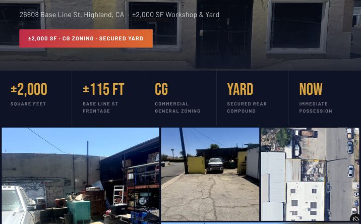 Pictures of Office, Industrial property located at 26608 Base Line St, Highland, CA 92346 for lease - image #1