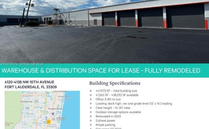 Pictures of Industrial property located at 4132 NW 10th Ave # 4, Oakland Park, FL 33309 for lease - image #1