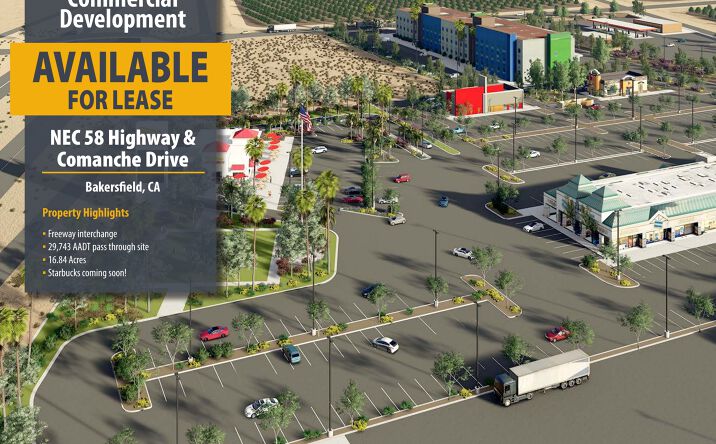 Pictures of Land property located at NEC 58 Highway & Comanche Drive, Bakersfield, CA 93307 for lease - image #1