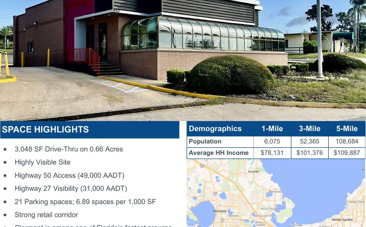Pictures of Retail property located at 850 E HWY 50, Clermont, FL 34711 for lease - image #1